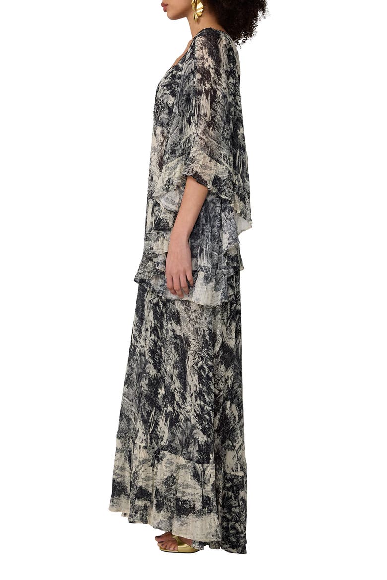 Uma Abstract Print Maxi Dress, Alternate, color, PAYSAGE BLACK
