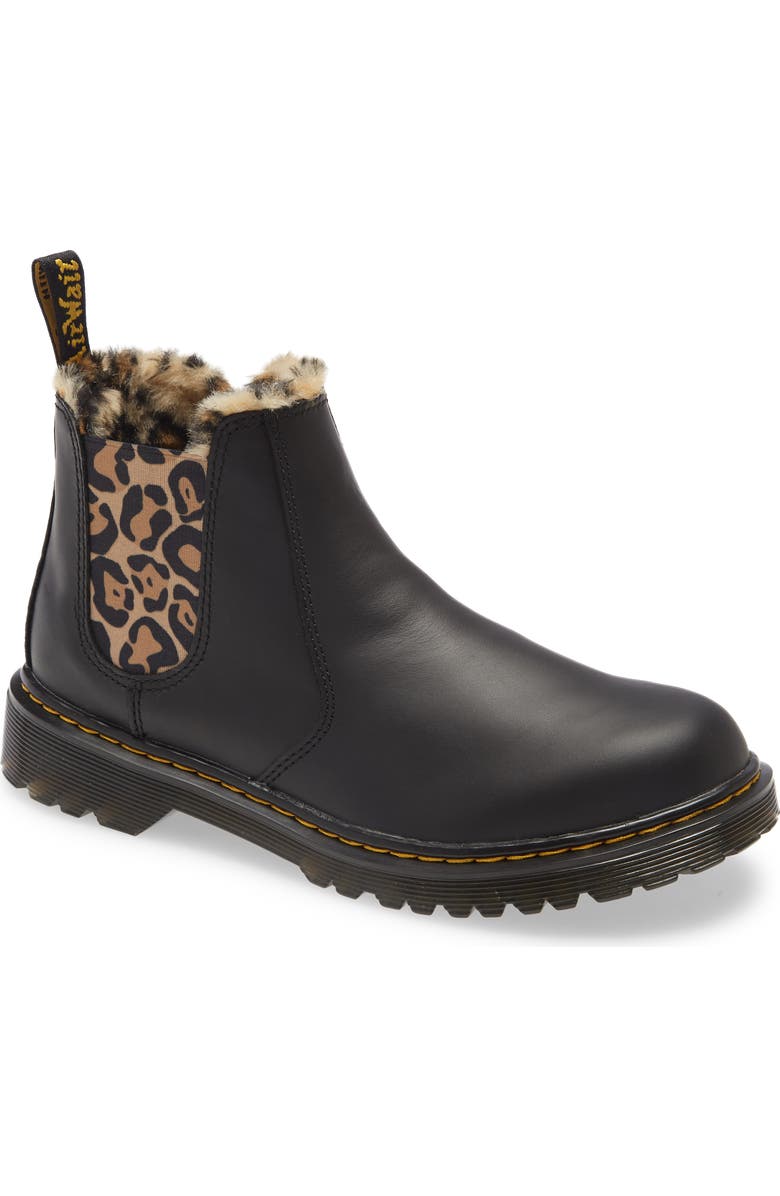Dr. Martens Kids' Leonore Faux Fur Lined Chelsea Boot, Main, color,