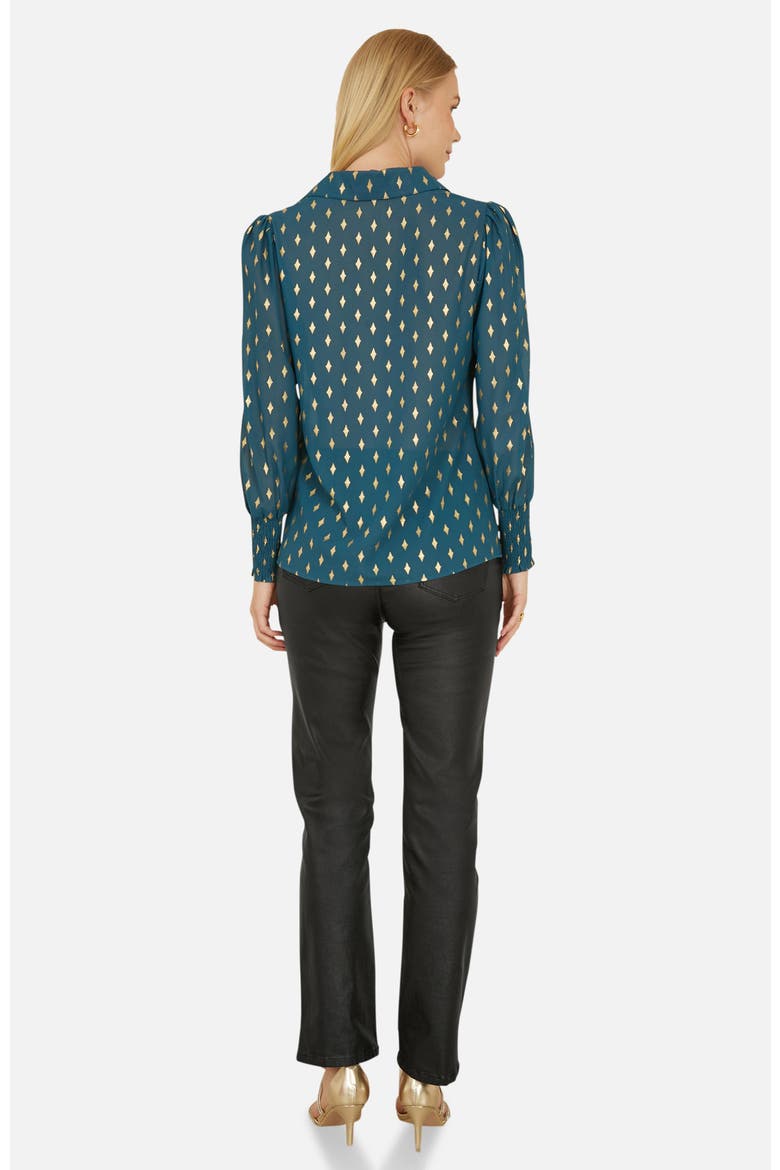 Diamond Foil Print Blouse, Alternate, color, Teal