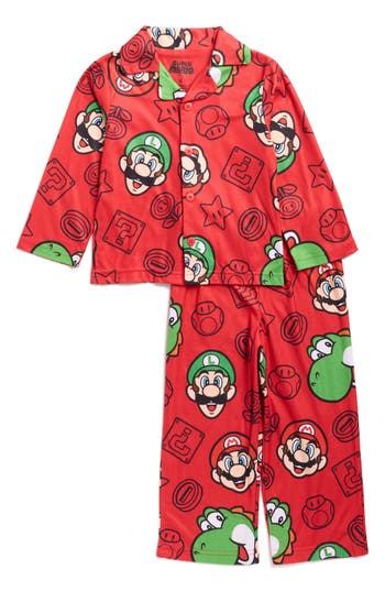 Ame Kids' Super Mario Long Sleeve Pajamas In Red