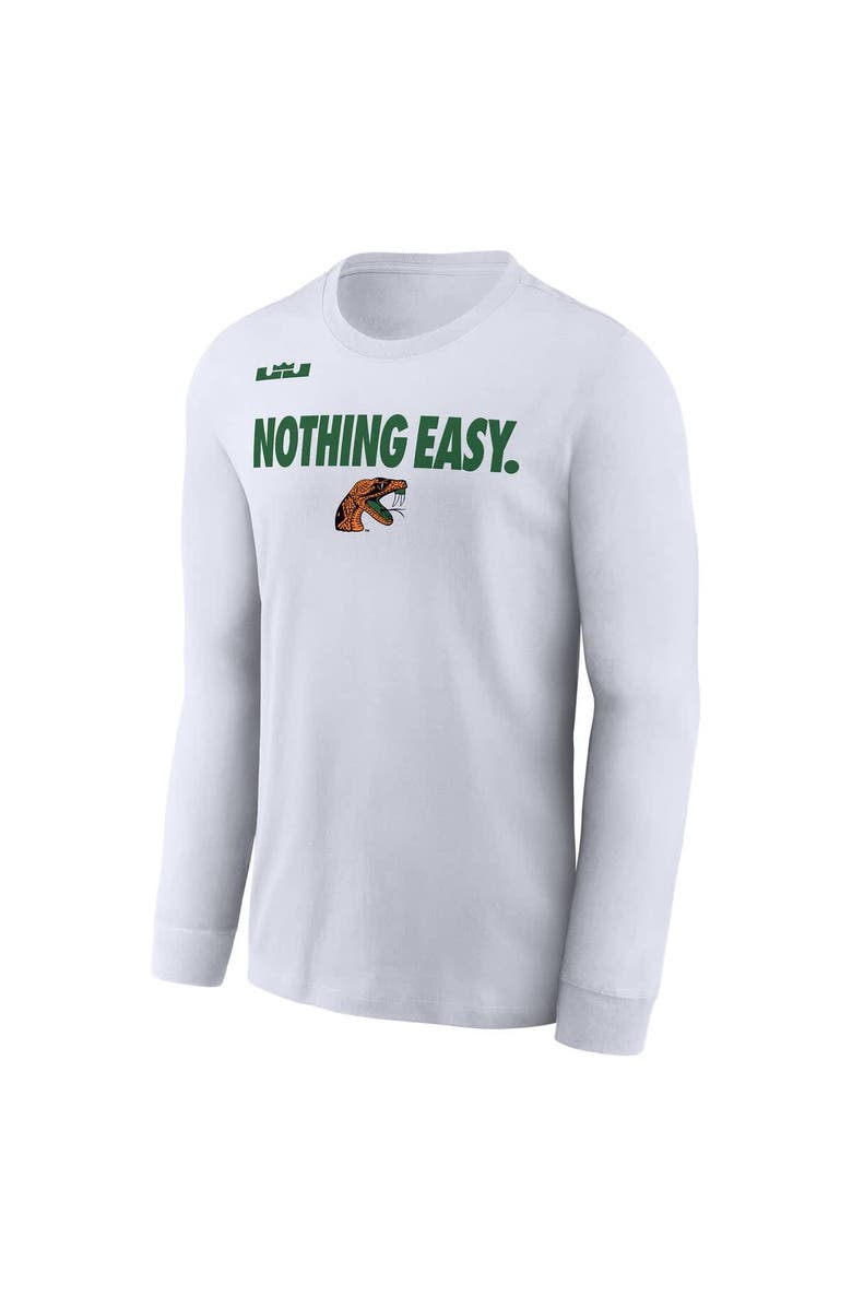 Nike Men's Nike x LeBron James White Florida A&M Rattlers 2025 On-Court Bench Long Sleeve T-Shirt, Alternate, color, 