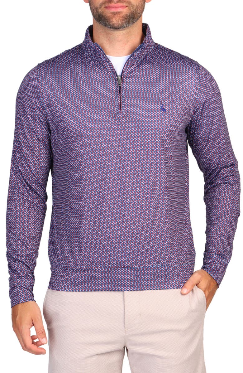 TailorByrd Football Print Performance Quarter Zip Pullover, Main, color, Purple/ Burgundy