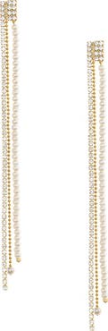 Ettika Pearl & Crystal Linear Drop Earrings