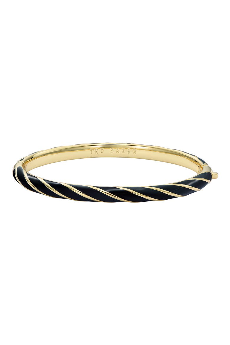 Trinity Twist Enamel Hinged Bangle, Main, color, GOLD TONE BLACK