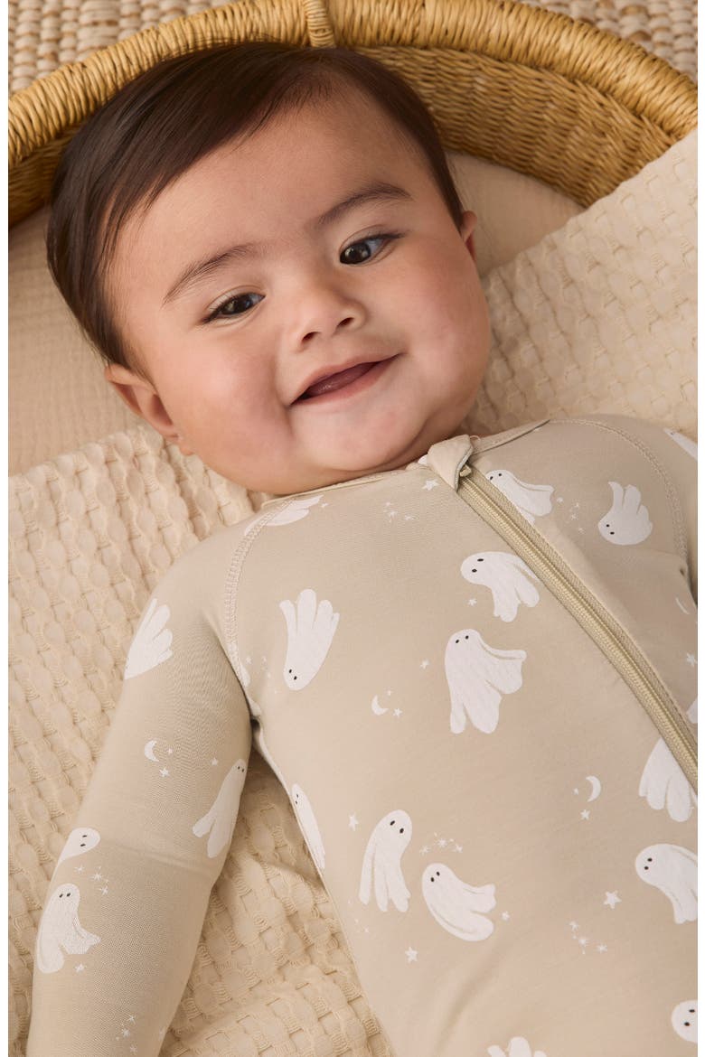 Kids' Dancing Ghosts Footie, Alternate, color, WARM-GREY
