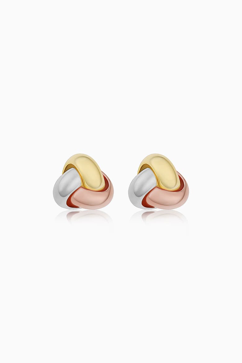 14K Gold Forget Me Knot Stud Earrings, Main, color, TriColor Gold