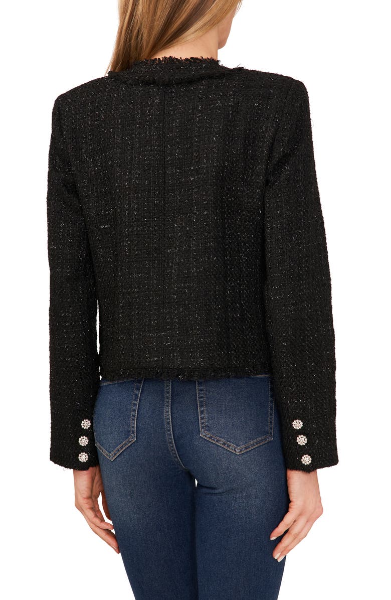 CeCe Rhinestone Button Tweed Jacket, Alternate, color, 