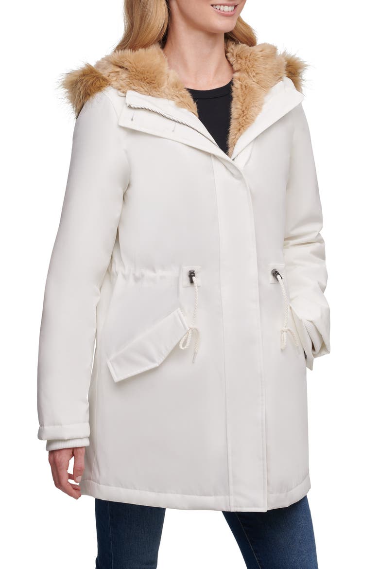 Levi's® Arctic Cloth Water Resistant Hooded Parka with Removable Faux Fur Trim, Alternate, color, WHITE
