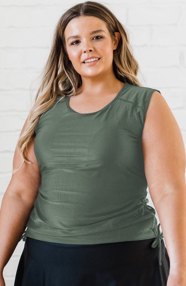 Calypsa Plus Size Closed Back Maya Swim Top, Main, color, Sage Green