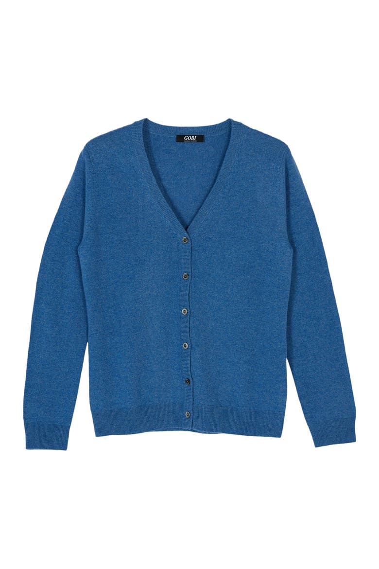 Essential Cashmere V-Neck Cardigan, Alternate, color, blue