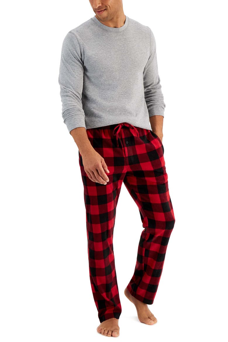 Fleece Sleep Pants, Alternate, color, RED BUFFALO