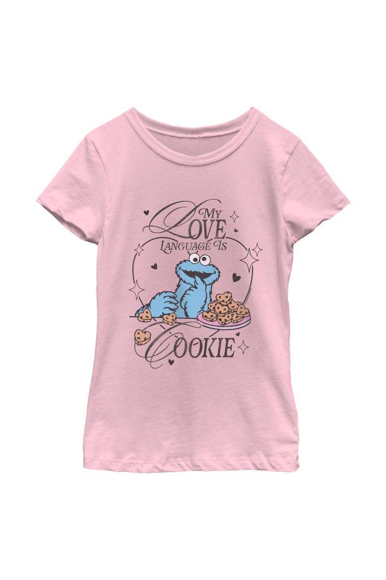 Girls Sesame Street My Love Language Is Cookies T Shirt, Main, color, Light Pink