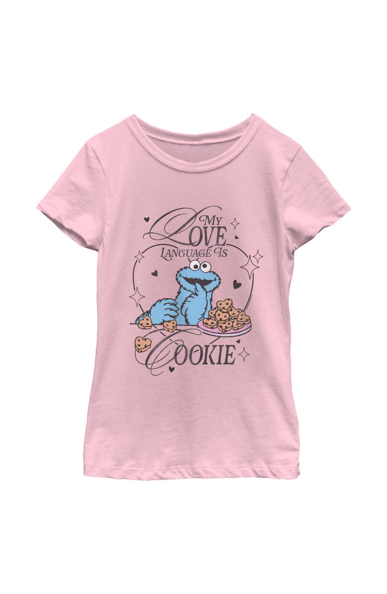 Sesame Street<sup>®</sup> Girl's Sesame Street My Love Language Is Cookies  Graphic T-Shirt, Main, color, Light Pink