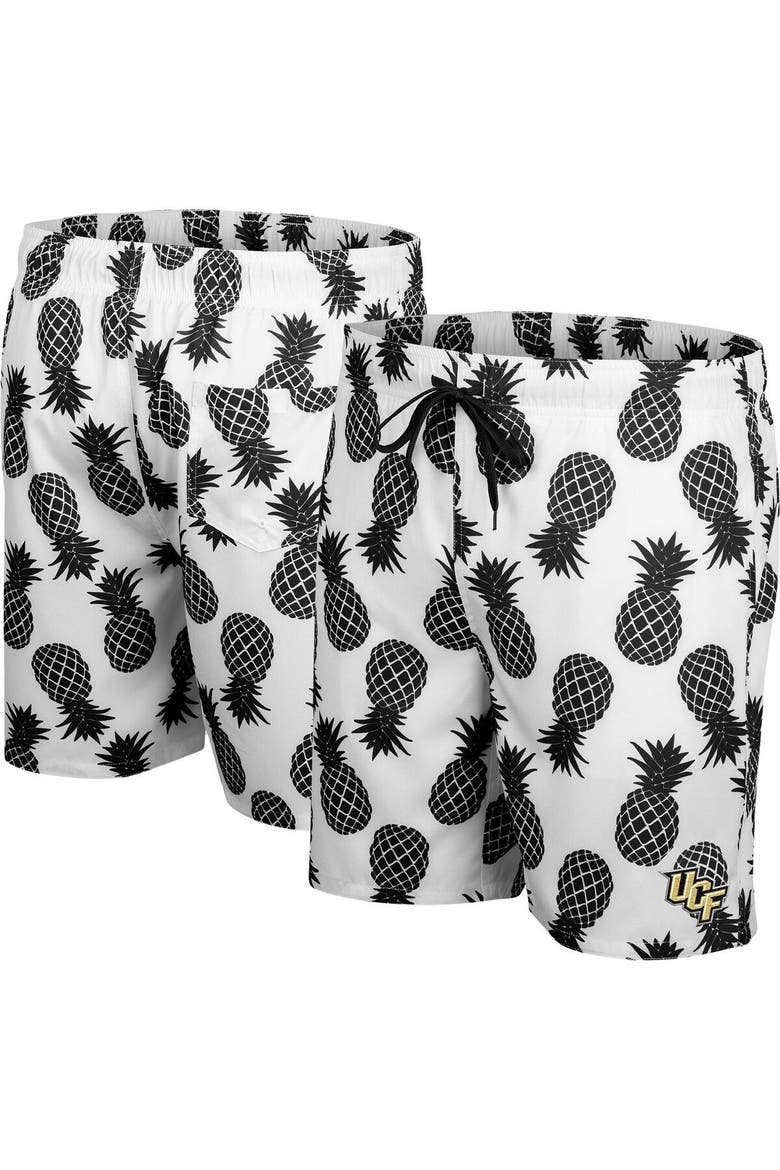 Men's Colosseum White UCF Knights Pineapples Swim Shorts, Main, color, White