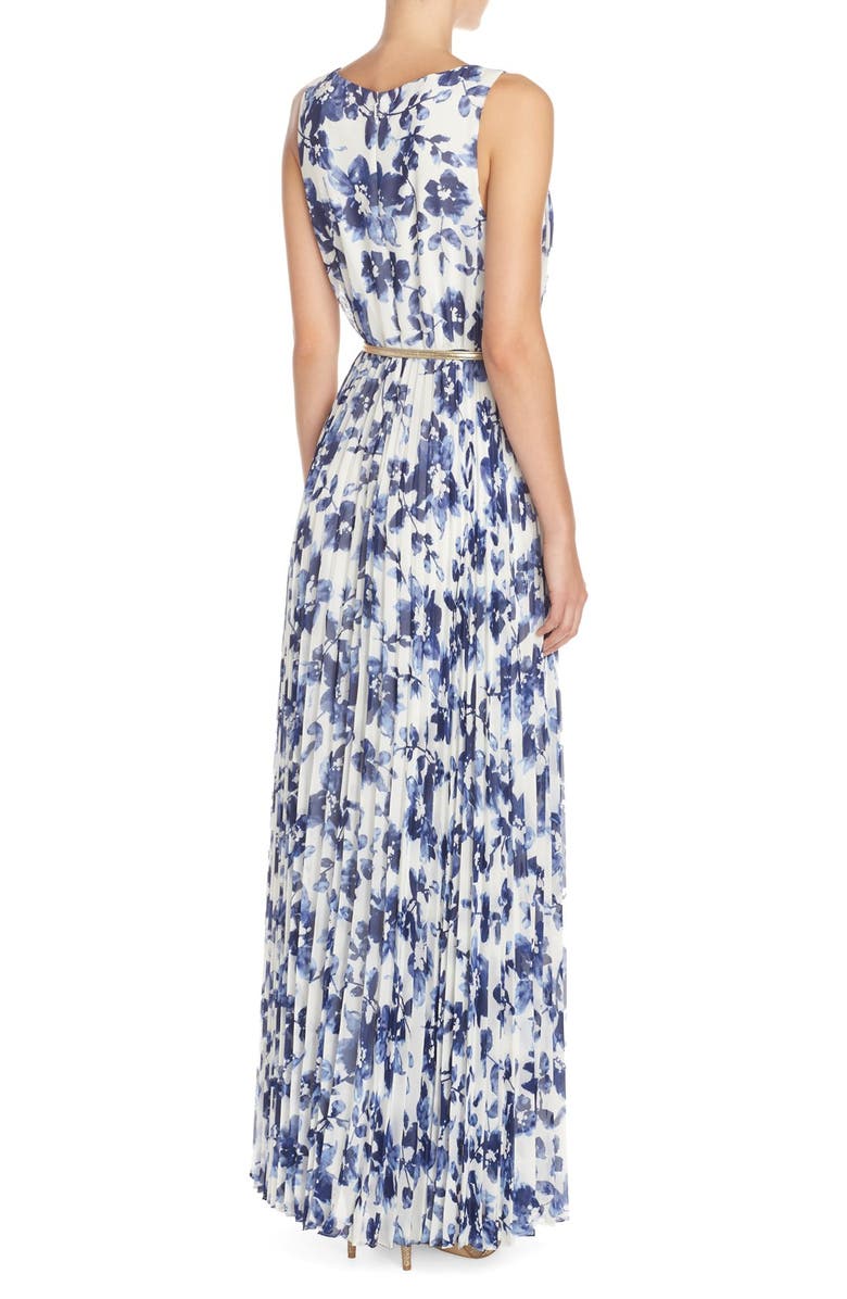Eliza J Floral Pleat Chiffon Maxi Dress, Alternate, color,