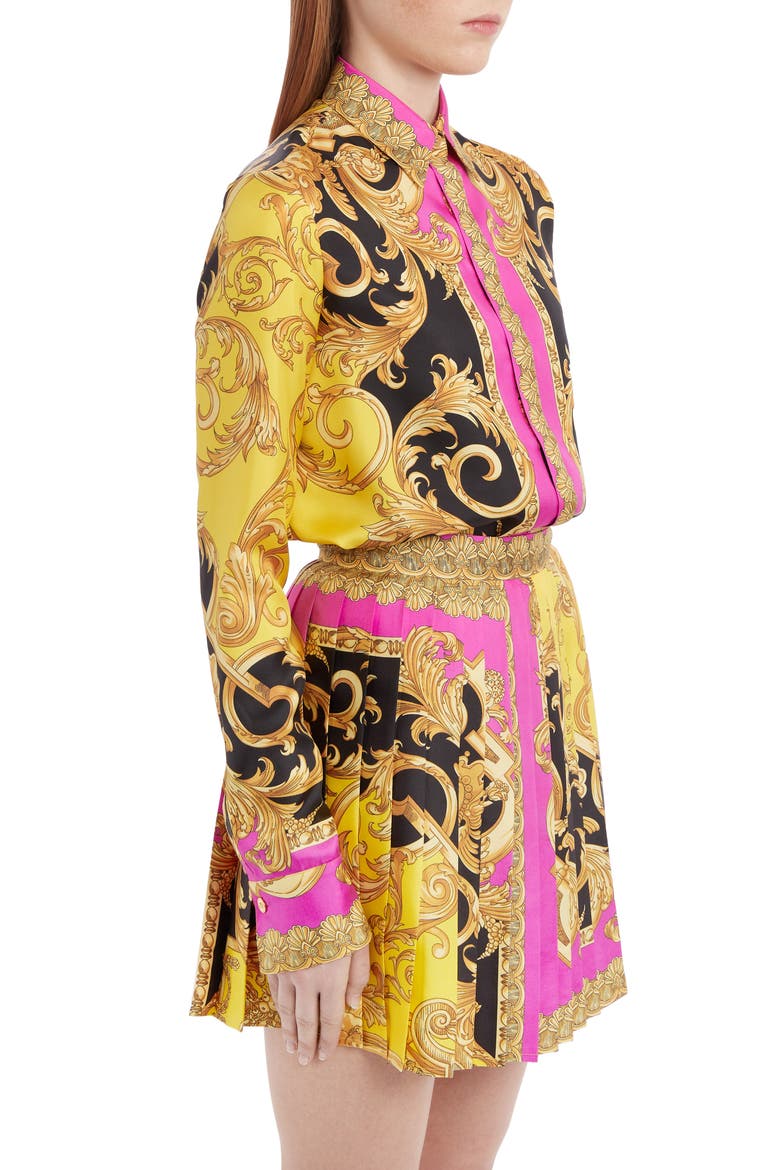 Barco Print Silk Blouse, Alternate, color, FUCHSIA