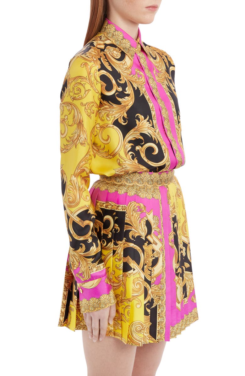 Versace Barco Print Silk Blouse, Alternate, color, 