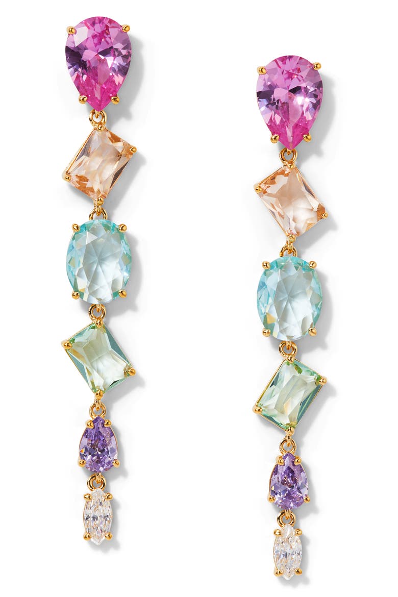 Palm Springs Cubic Zirconia Drop Earrings, Main, color, GOLD