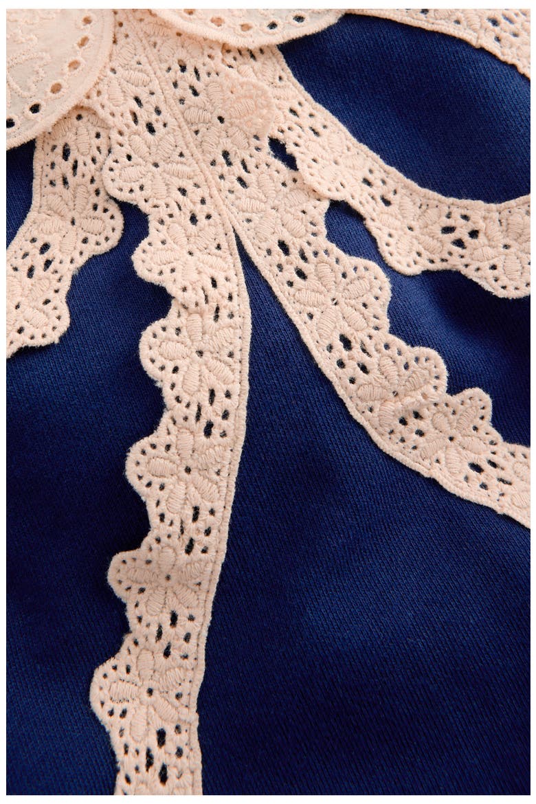 Kids' Bobbie Lace Appliqué Sweatshirt, Alternate, color, NAVY LACE BOW