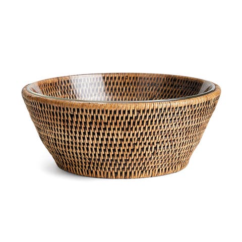 Burma Rattan Serving Bowl 10.75" Brown