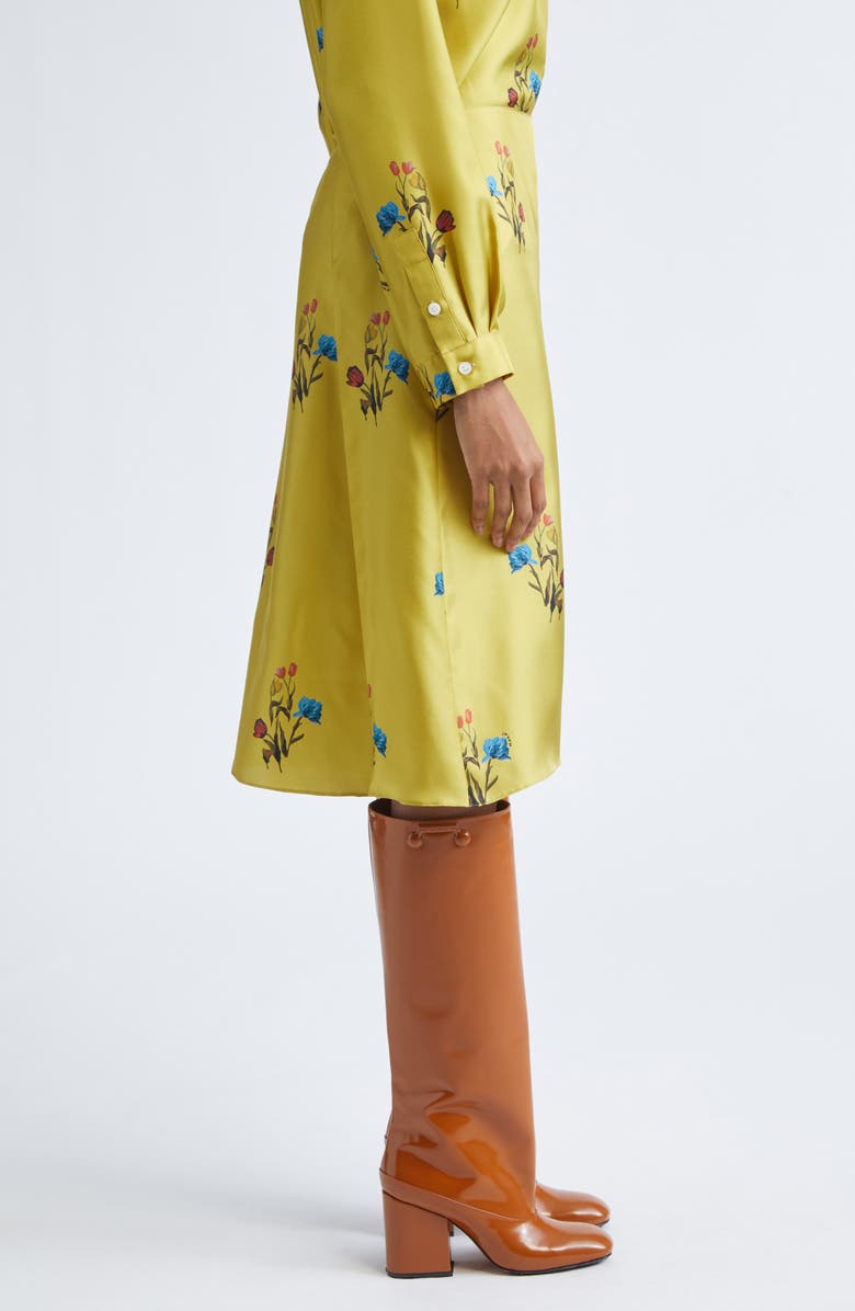 Marni Tulip Print Pleated Silk Twill Midi Skirt, Alternate, color, 