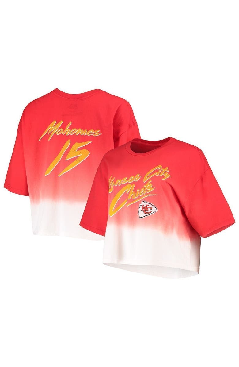 Majestic Threads Women's Majestic Threads Patrick Mahomes Red/White Kansas City Chiefs Dip-Dye Player Name & Number Crop Top, Alternate, color, Red