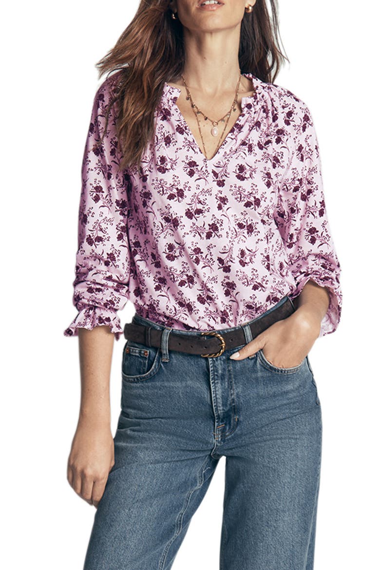 Pia Ruffle Detail Top, Main, color, LIGHT LILAC, ENCHANTED SPRIGS