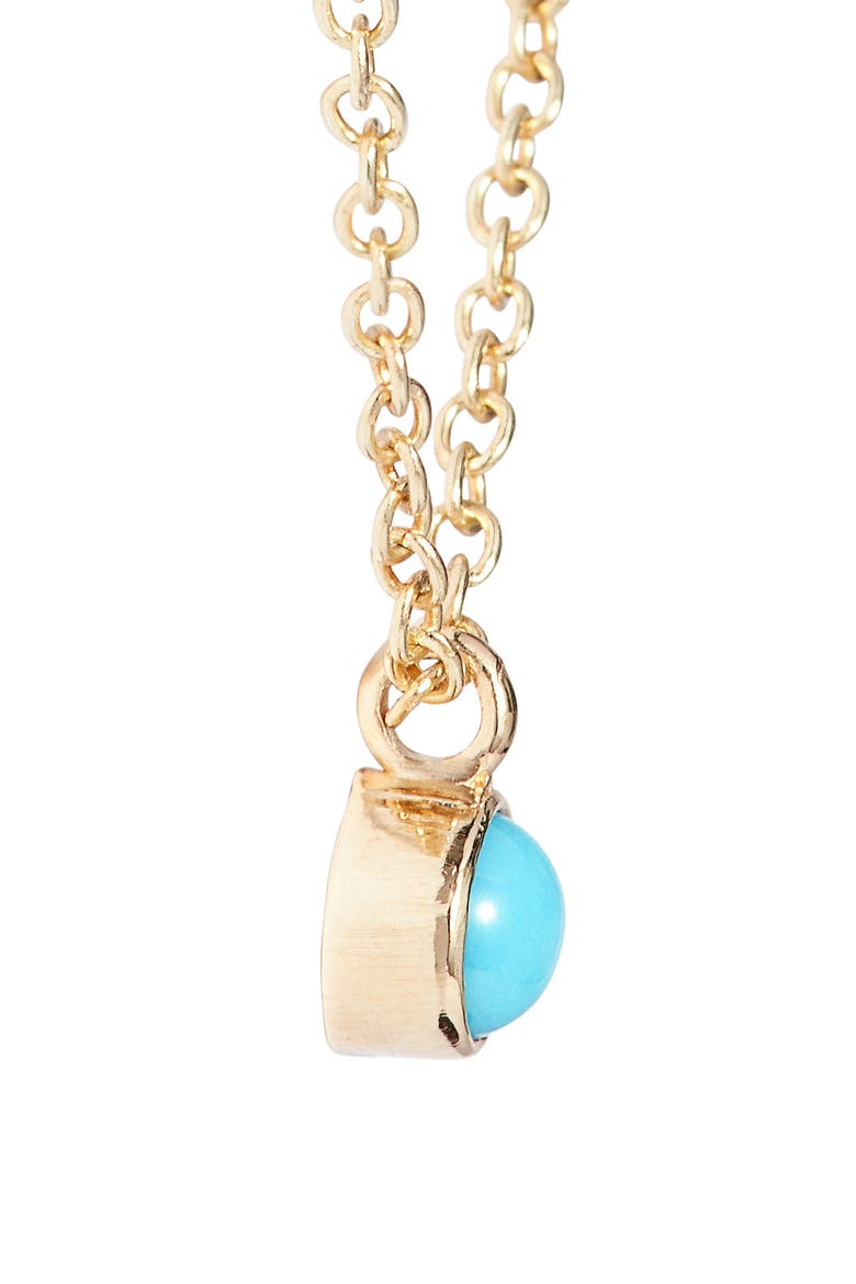 14K Gold Bezel Birthstone Necklace, Alternate, color, YELLOW GOLD/ TURQUOISE