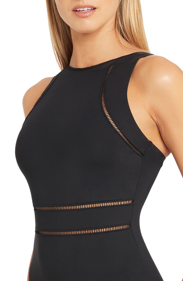 Sea Level Ladder Stitch One-Piece Swimsuit, Alternate, color,