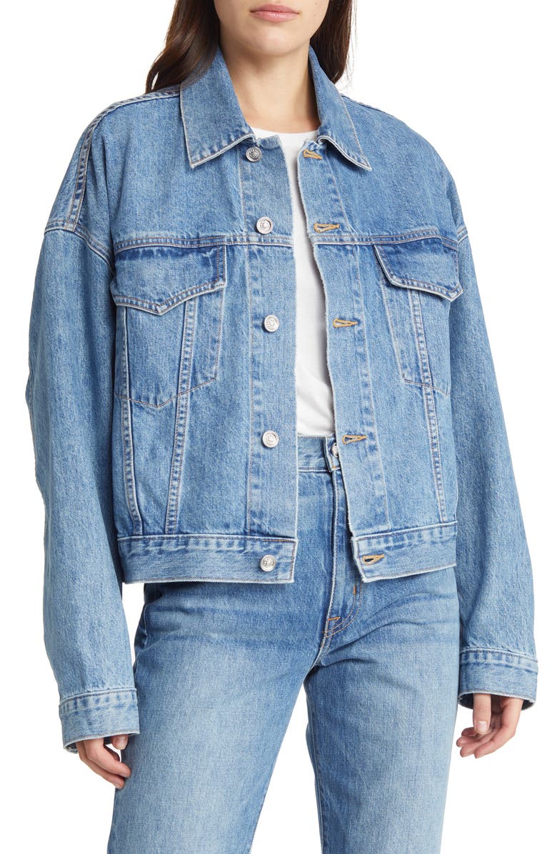 SLVRLAKE Detroit Oversize Denim Trucker Jacket, Main, color, 