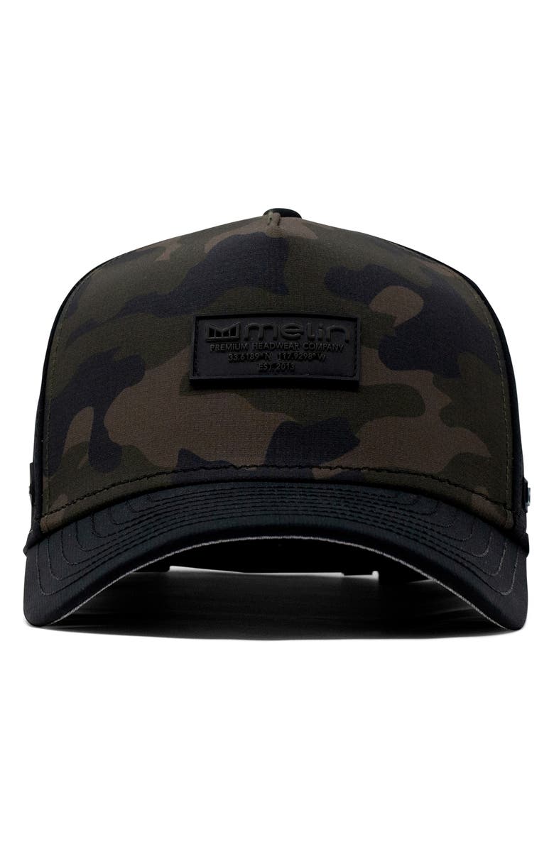 Melin Odysea Brick Hydro Performance Snapback Hat, Alternate, color, Olive Camo Midnight