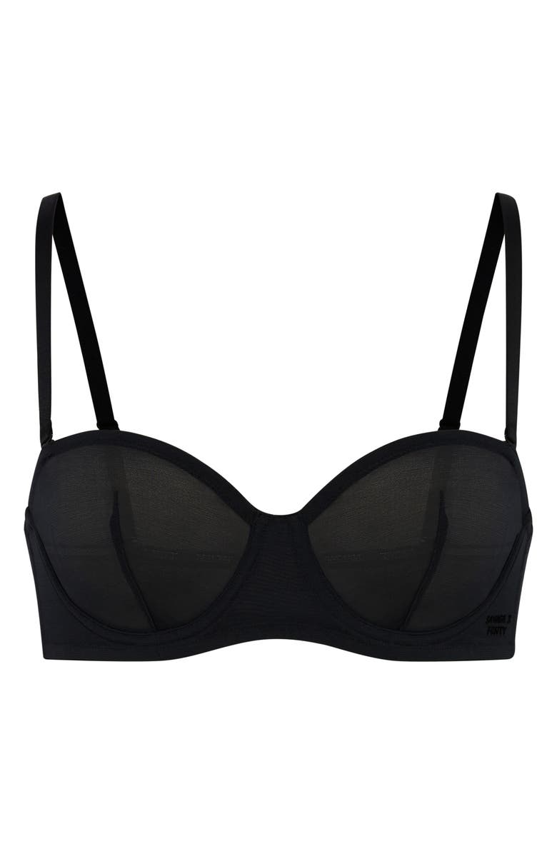 SAVAGE X FENTY Sheer X Unlined Strapless Bra, Alternate, color, Black Caviar