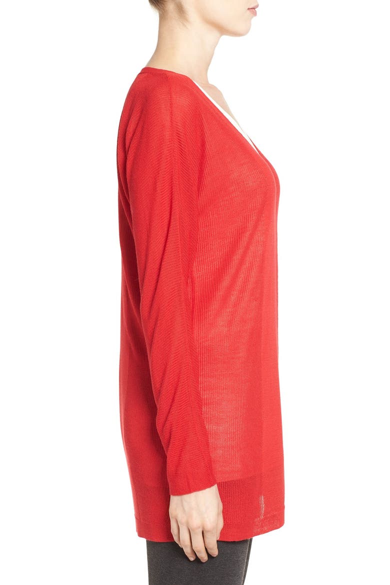 Oversize V-Neck Sweater, Alternate, color, RED PEPPER