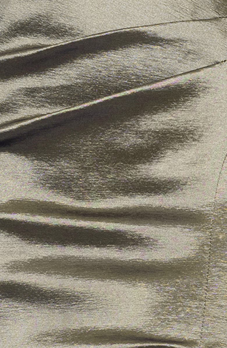 Xscape Evenings Asymmetric Neck Ruched Taffeta Gown, Alternate, color, Olive