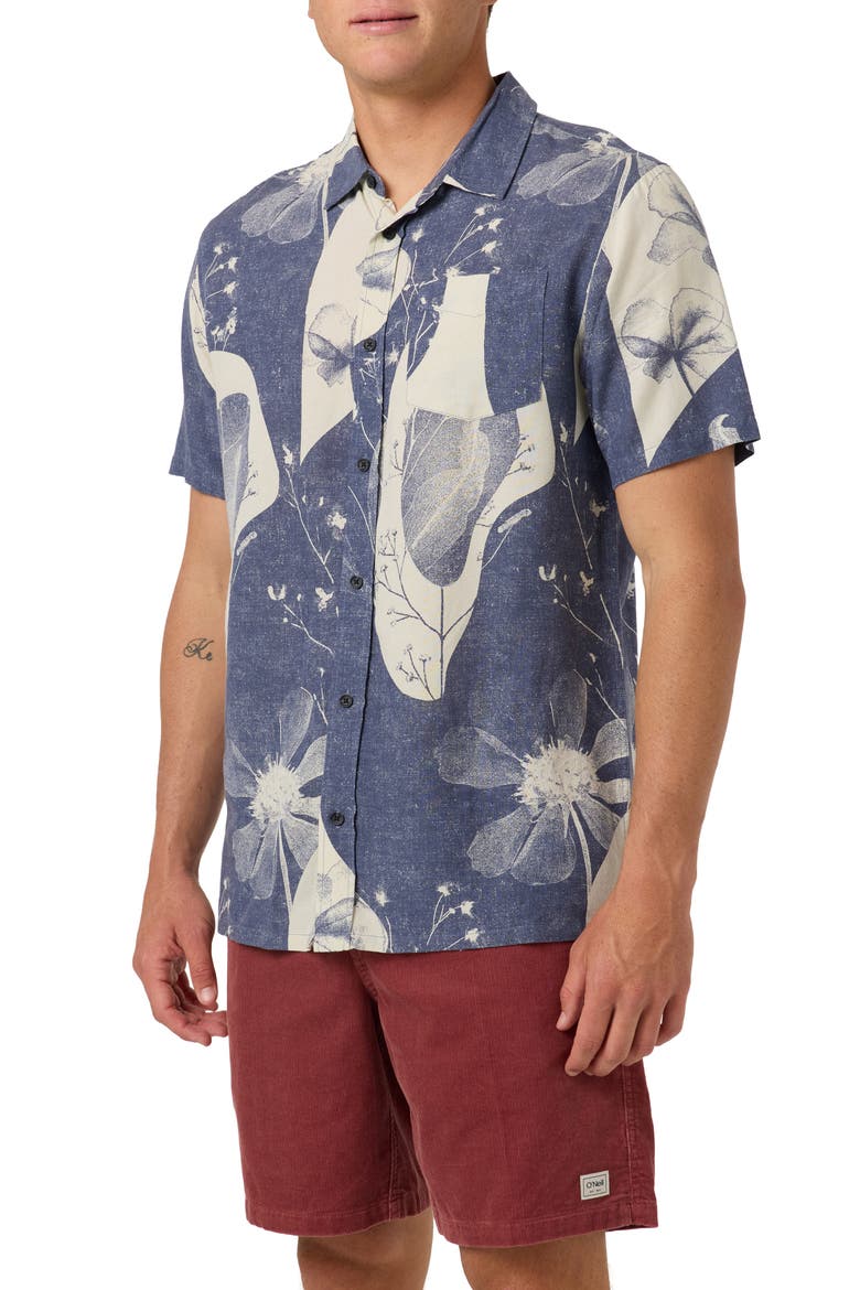 Standard Fit OG Floral Print Short Sleeve Button-Up Shirt, Alternate, color, NIGHTSHADOW BLUE