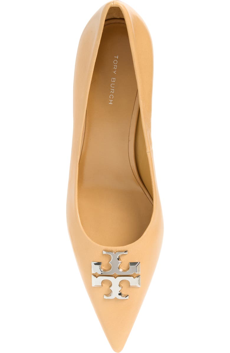 Tory Burch Eleanor Pointed Toe Pump, Alternate, color, Honeycomb Tan / Silver