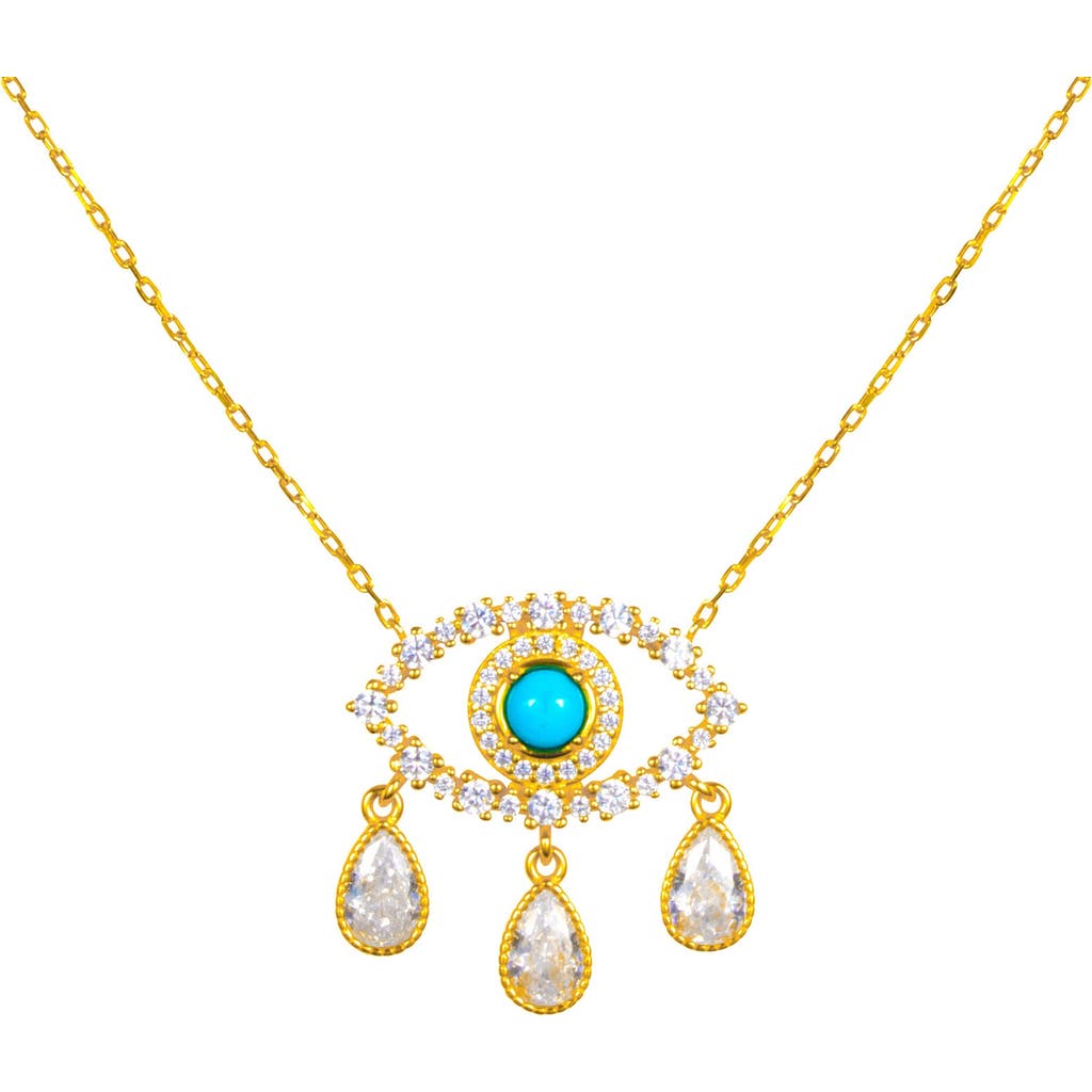 Gemma Azzurro Teardrop Turquoise Evil Eye Necklace In Blue