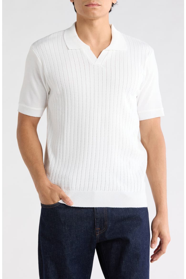 Johnny Collar Knit Polo Sweater, Main, color, WHITE