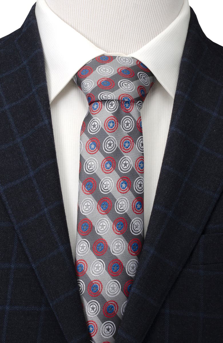 Cufflinks, Inc. Captain America Shield Stripe Tie, Alternate, color, Gray