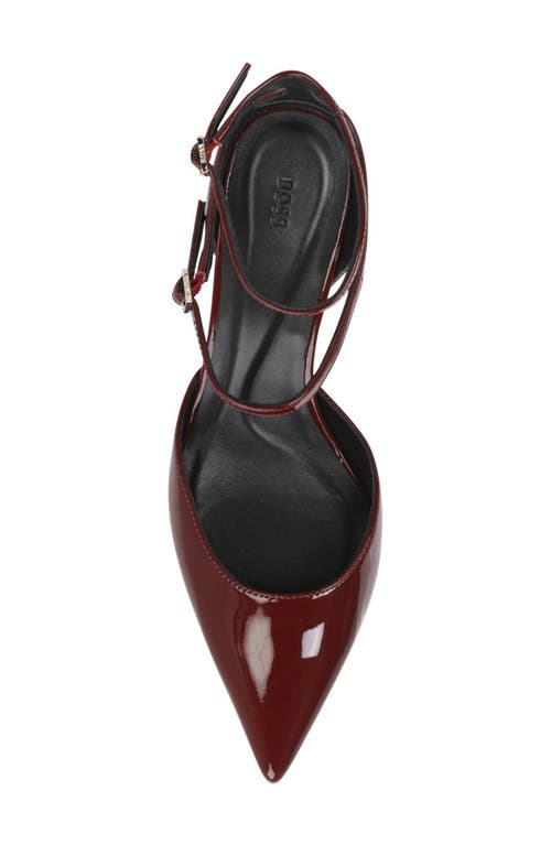 Hugo Boss Boss Gracey Ankle Strap Pointed Toe Pump In Burgundy