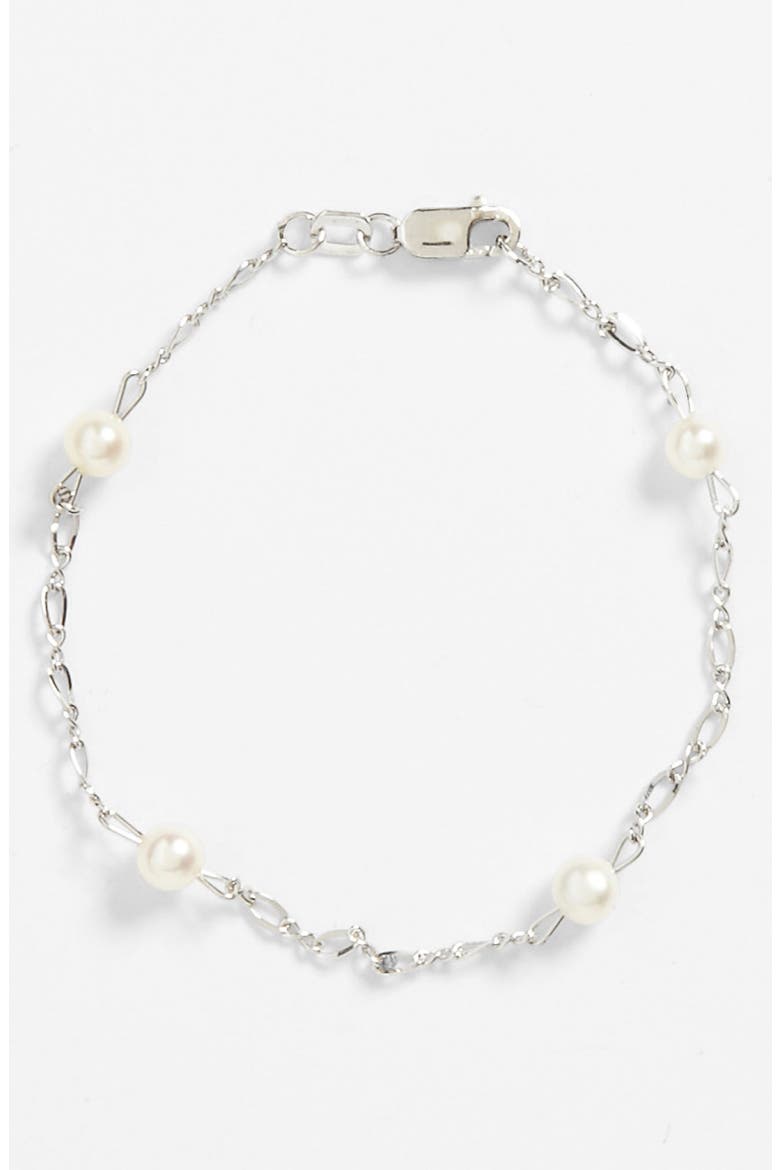 Sterling Silver & Cultured Pearl Bracelet, Alternate, color, WHITE