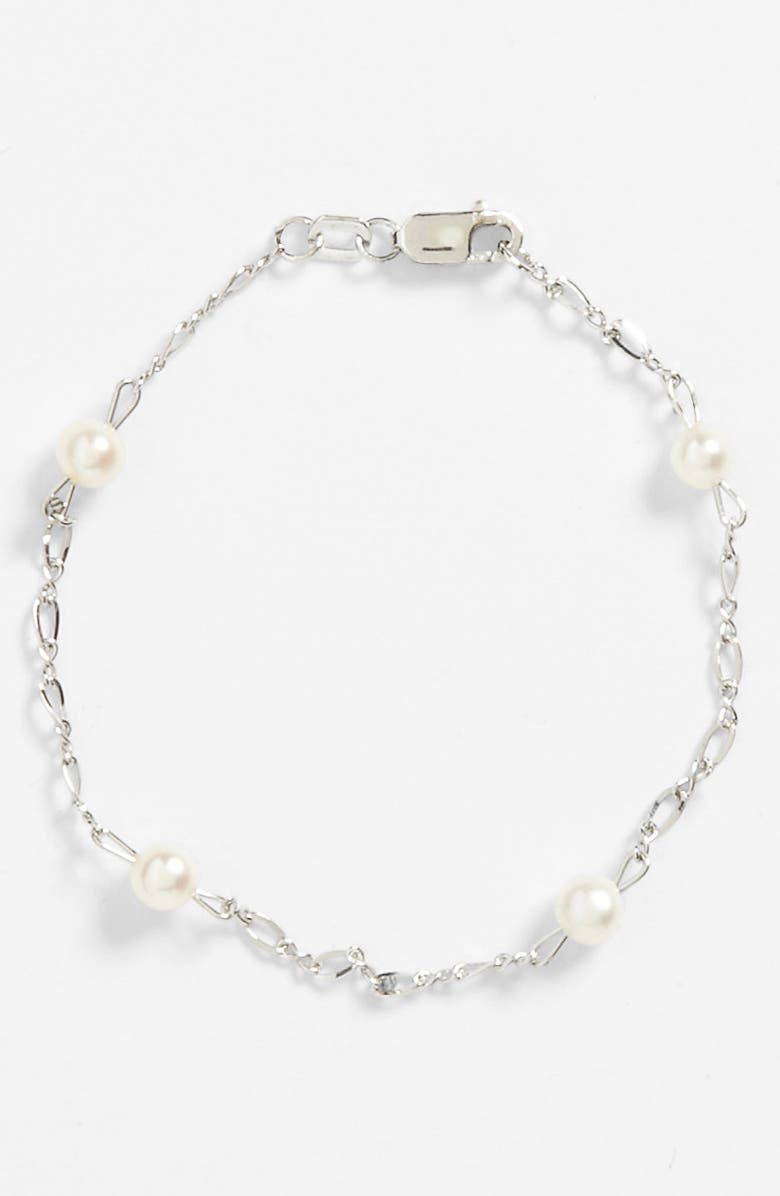 Mignonette Sterling Silver & Cultured Pearl Bracelet, Alternate, color, White