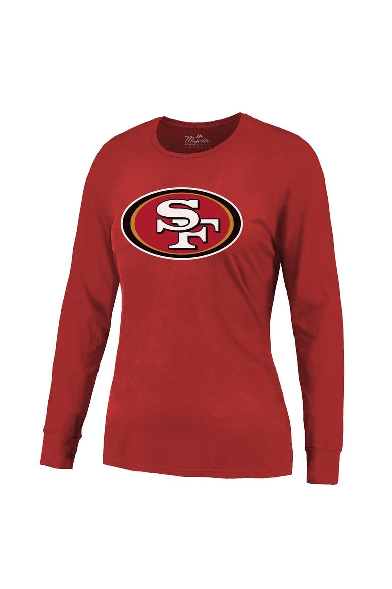 Women's Majestic Threads Brock Purdy Scarlet San Francisco 49ers Player Name & Number Long Sleeve T-Shirt, Alternate, color, Scarlet