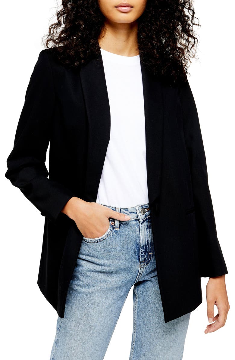 Topshop Single Breasted Longline Blazer, Main, color,