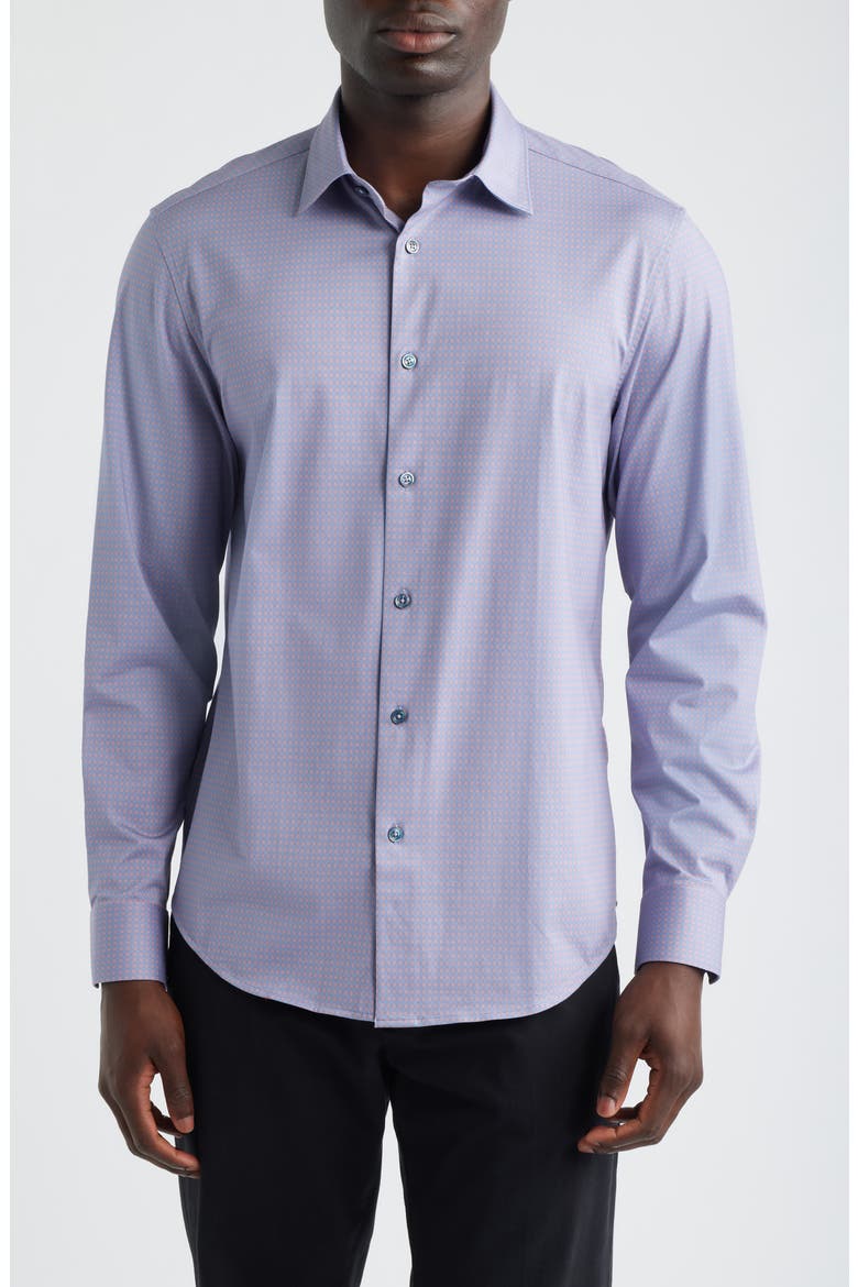 Jimmy OoohCotton® Geo Print Button-Up Shirt, Main, color, LILAC