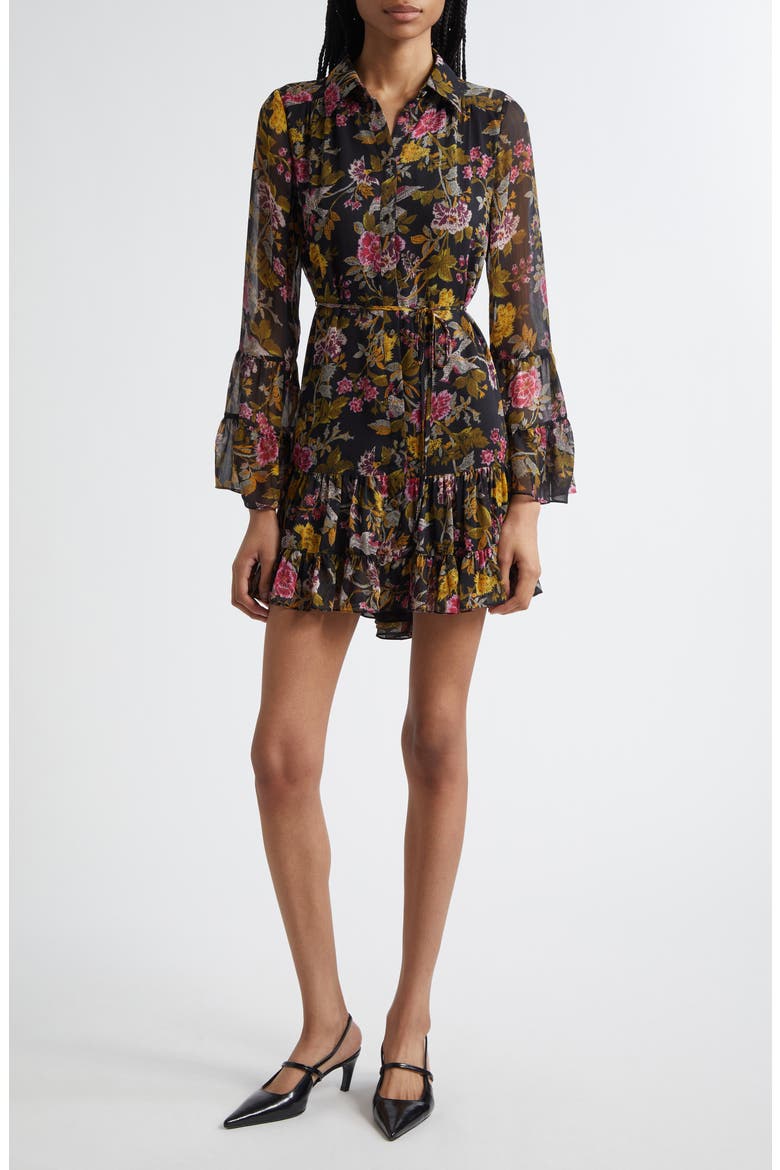Lyra Hannah Floral Long Sleeve Minidress, Main, color, BLACK MULTI