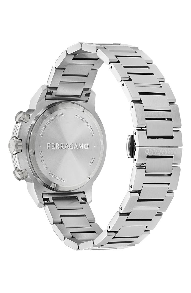 FERRAGAMO Sport Chronograph Bracelet Watch, 44mm, Alternate, color, Stainless Steel