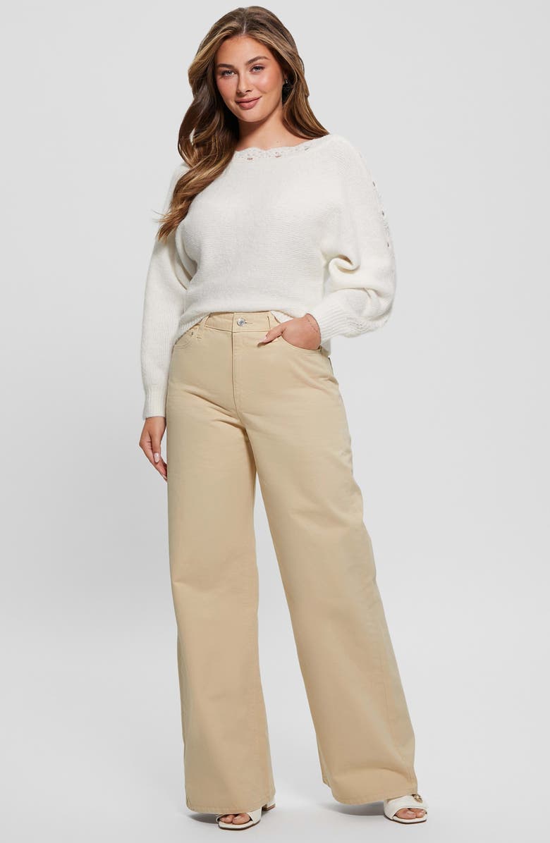 GUESS Malorie Pointelle Detail Dolman Sleeve Sweater, Alternate, color,