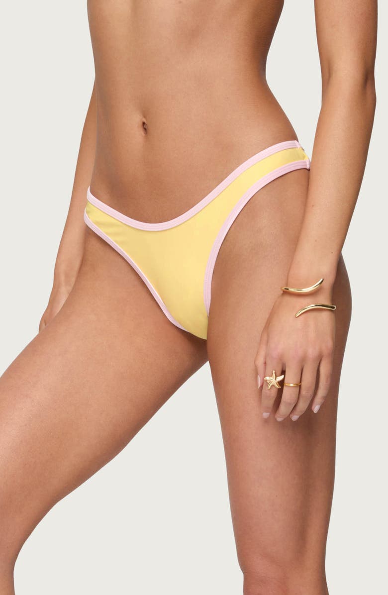 EDIKTED Dina Contrast Bikini Bottoms, Alternate, color, Yellow
