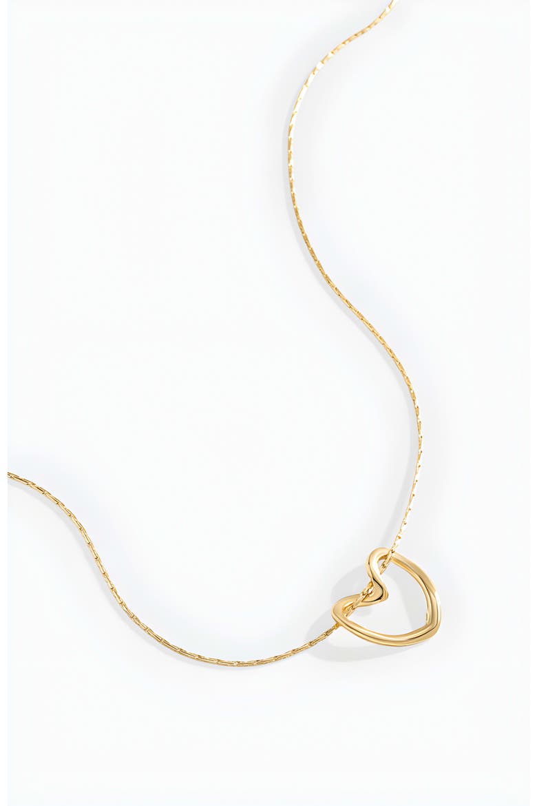 Open Heart Necklace, Alternate, color, Gold